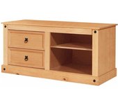 Loft24 Mueble de tv con 2 cajones y 2 compartimentos abiertos en pino natural
