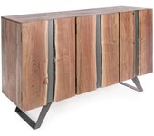 Casamata Aparador de 3 puertas en madera de mango con acabado metálico vertical