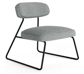 Koketto Home Butaca estilo industrial estructura metálica negra tapizada gris claro