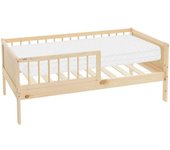 ML-Design Cama infantil 70 x 140 cm natural con colchón espuma fría y protección