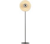 Wonderlamp Lámpara de pie circular con pieza efecto madera y esfera efecto espejo