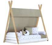Alondra Cama montessori madera 70x140 cm con colchón y textil espuma do mar