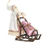 Fijalo Figura papa noel en trineo navidad poliester madera rosa 42x22x50cm