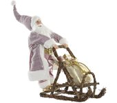 Fijalo Figura papa noel en trineo navidad poliester madera rosa 42x25x48cm