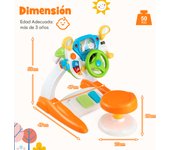 Costway Juguete de Simulación de Conducción para Niños con Volante Interactivo con Taburete Luz Música Bocina Megáfono Educativo Preescolar