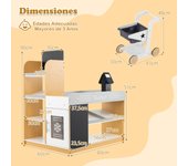 Costway Juego de Tienda de Comestibles para Jugar de Madera Puesto de Mercado para Niños con Carrito de Compras 2 Pizarras y Caja Registradora