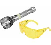 Yato, modelo YT-08588, Linterna de mano con LED UV, aluminio, ideal para trabajos de inspección, luz ultravioleta eficiente, portátil y de alta calidad.