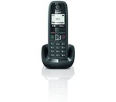 Gigaset AS405 - Teléfono Inalámbrico, Manos Libres, 100 Contactos, Pantalla gráfica iluminada 1.8", letra tamaño grande, Color Negro