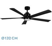 Ventilador dc cairo 24w 2400lm negro 5aspas 132d 3000k,4500k,6000k remoto+temporizador+memoria