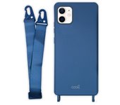 FUNDA MOVIL BACK COVER COOL SILICONA BLUE + CINTA BLUE IPHONE 12 MINI