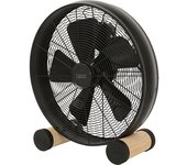 kaiserkraft Ventilador de pie de diseño con pies de madera, H x A x P 480 x 460 x 190 mm, negro