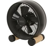 kaiserkraft Ventilador de sobremesa de diseño con pies de madera, H x A x P 290 x 260 x 140 mm, negro