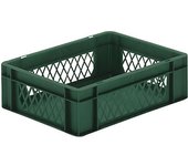 kaiserkraft Recipiente apilable en euroformato, paredes perforadas, fondo cerrado, L x A x H 400 x 300 x 120 mm, verde, UE 5 unid.