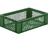 kaiserkraft Recipiente apilable en euroformato, paredes y fondo perforados, L x A x H 600 x 400 x 175 mm, verde, UE 5 unid.