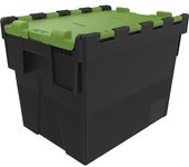 kaiserkraft Recipiente apilable reutilizable, L x A x H 400 x 300 x 306 mm, negro/verde