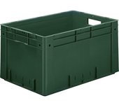 kaiserkraft Euro-recipiente para cargas pesadas, polipropileno, capacidad 60 l, L x A x H 600 x 400 x 320 mm, paredes cerradas, fondo cerrado, verde,
