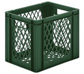 kaiserkraft Recipiente apilable en euroformato, paredes y fondo perforados, L x A x H 400 x 300 x 320 mm, verde, UE 5 unid.
