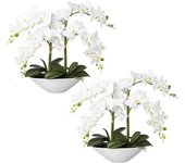 kaiserkraft Phalaenopsis, real touch, altura 530 mm, UE 2 unid., vasija de cerámica, blanca