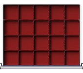 ANKE Caja de plástico para piezas pequeñas, 20 cubetas para una anchura de armario de 910 mm, para cajones de 90 - 150 mm de altura