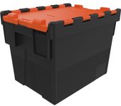 kaiserkraft Recipiente apilable reutilizable, L x A x H 400 x 300 x 306 mm, negro/naranja