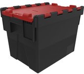 kaiserkraft Recipiente apilable reutilizable, L x A x H 400 x 300 x 306 mm, negro/rojo