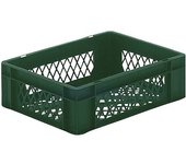 kaiserkraft Recipiente apilable en euroformato, paredes y fondo perforados, L x A x H 400 x 300 x 120 mm, verde, UE 5 unid.