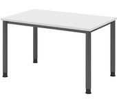 kaiserkraft Escritorio, H x P 685 - 810 x 800 mm, 4 patas de tubo redondo, anchura 1200 mm, grafito/blanco