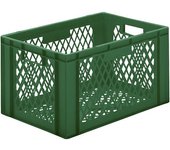 kaiserkraft Recipiente apilable en euroformato, paredes y fondo perforados, L x A x H 600 x 400 x 320 mm, verde, UE 5 unid.