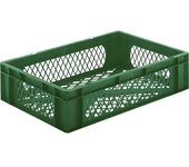 kaiserkraft Recipiente apilable en euroformato, paredes y fondo perforados, L x A x H 600 x 400 x 145 mm, verde, UE 5 unid.