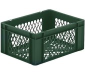 kaiserkraft Recipiente apilable en euroformato, paredes y fondo perforados, L x A x H 400 x 300 x 175 mm, verde, UE 5 unid.