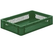 kaiserkraft Recipiente apilable en euroformato, paredes perforadas, fondo cerrado, L x A x H 600 x 400 x 120 mm, verde, UE 5 unid.