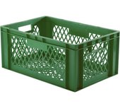 kaiserkraft Recipiente apilable en euroformato, paredes y fondo perforados, L x A x H 600 x 400 x 270 mm, verde, UE 5 unid.
