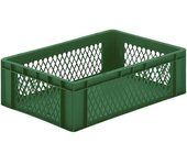 kaiserkraft Recipiente apilable en euroformato, paredes perforadas, fondo cerrado, L x A x H 600 x 400 x 175 mm, verde, UE 5 unid.