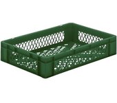 kaiserkraft Recipiente apilable en euroformato, paredes y fondo perforados, L x A x H 600 x 400 x 120 mm, verde, UE 5 unid.