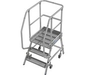 KRAUSE Escalera de plataforma antideslizante R13, con ascenso por un solo lado, 3 peldaños incl. plataforma
