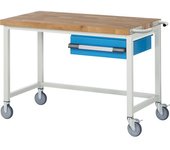 eurokraft pro Banco de trabajo rodante Serie 8000, construcción de bastidor, 1 cajón colgante, A x P 1250 x 700 mm