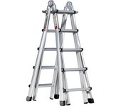 euroline Escalera plegable Alu-Vario, con largueros telescópicos, 4 x 5 peldaños estrechos