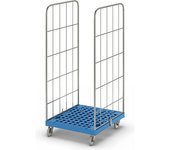 kaiserkraft Contenedor rodante MODULAR, placa rodante de plástico, rejilla por 2 lados, tablero azul claro