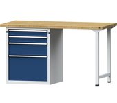 ANKE Banco de trabajo, bastidor modular serie V, 4 cajones: 2 x 90, 1 x 180, 1 x 360 mm, tablero de haya maciza