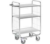 Kongamek Carro con pisos galvanizado, 3 baldas, L x A x H 815 x 470 x 1120 mm, 4 ruedas, 2 de ellas con freno