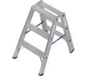 KRAUSE Escalera de tijera de aluminio de peldaños planos, antideslizamiento R13, acceso por ambos lados, 2x3 peldaños