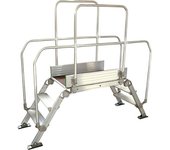 kaiserkraft Pasarela de aluminio con escalera, carga máx. total 200 kg, 3 peldaños, plataforma 900 x 530 mm
