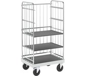 Kongamek Carro con pisos multiusos, galvanizado, L x A x H 1000 x 700 x 1900 mm, 2 baldas, ruedas de maniobra con freno