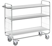 Kongamek Carro con pisos galvanizado, 3 baldas, L x A x H 1395 x 470 x 1120 mm, 4 ruedas, 2 de ellas con freno