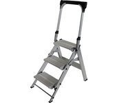 MUNK Escalera plegable de aluminio, con arco de seguridad, 3 peldaños