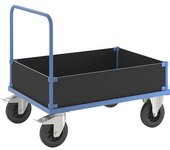 Kongamek Carro de plataforma KM33, caja baja, L x A 1000 x 700 mm, 2 ruedas de maniobra con freno, 2 ruedas fijas