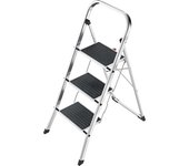 Hailo Escalerilla plegable K70 StandardLine, armazón de aluminio, carga máx. 150 kg, 3 peldaños, altura entre peldaños 690 mm