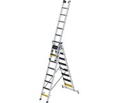 MUNK Escalera multiusos de peldaños planos, 3 piezas, con traviesa y recubrimientos de peldaños, 3 x 8 peldaños