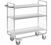 Kongamek Carro con pisos galvanizado, 3 baldas, L x A x H 1195 x 470 x 1120 mm, 4 ruedas, 2 de ellas con freno