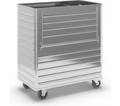 Gmöhling Carro-caja de aluminio, pared lateral abatible, sin tapa, capacidad 1050 l